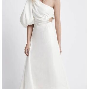 Aje One-Shoulder White Dress
